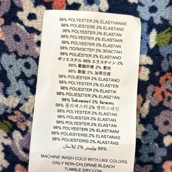 Michael Kors Sleeveless Floral Top Small Hanky Hem Blouse Navy Multicolor Spring - Picture 11 of 11